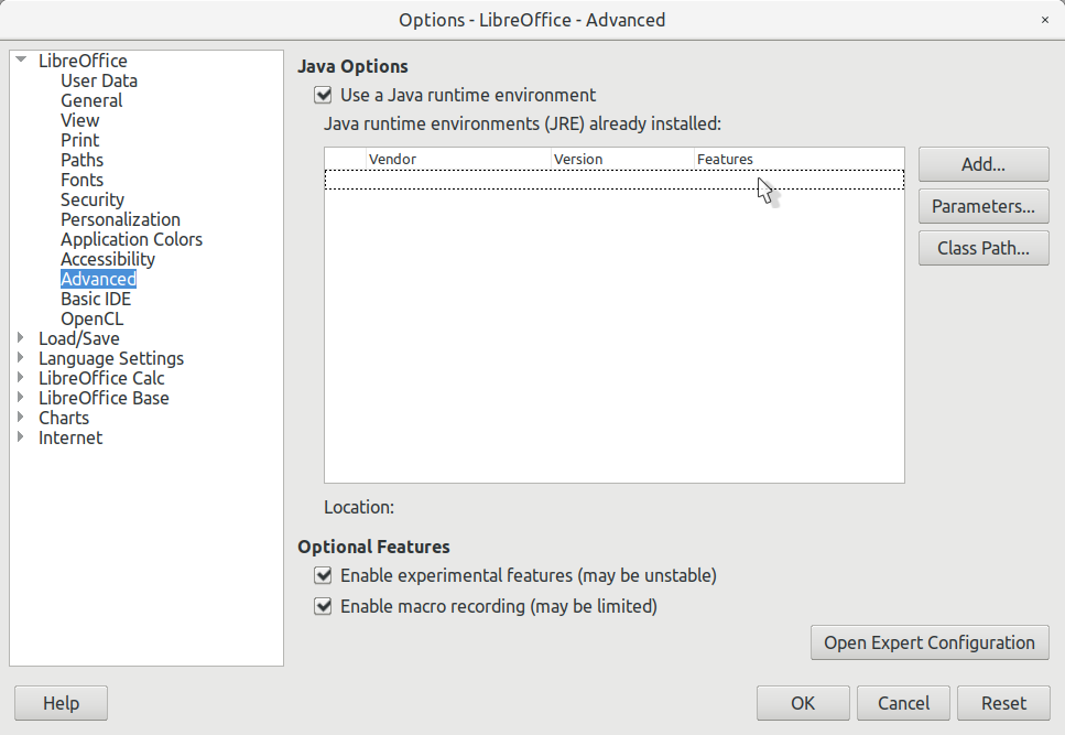 openoffice for mac java error